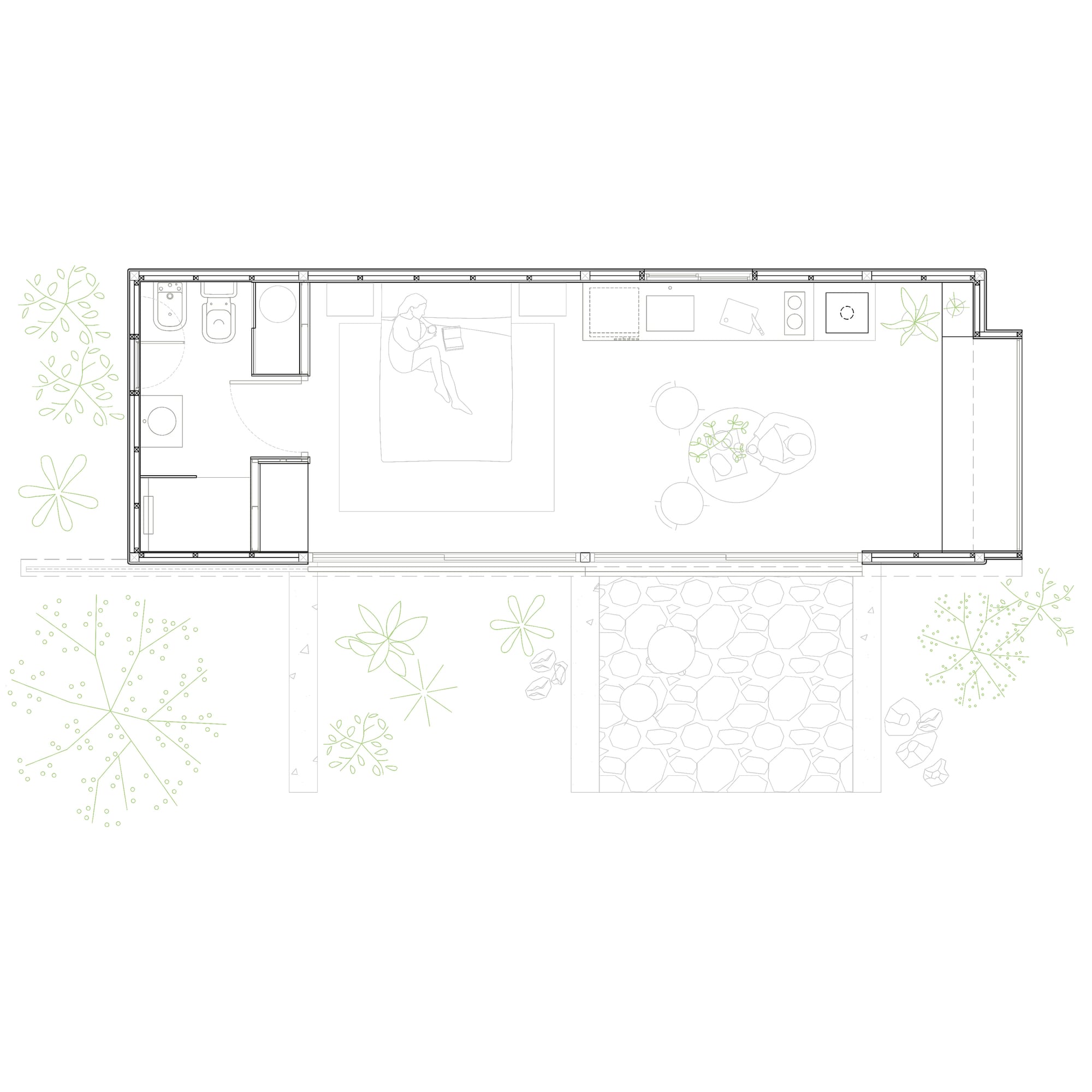 Plano de Cabañas En El Rio Atuel